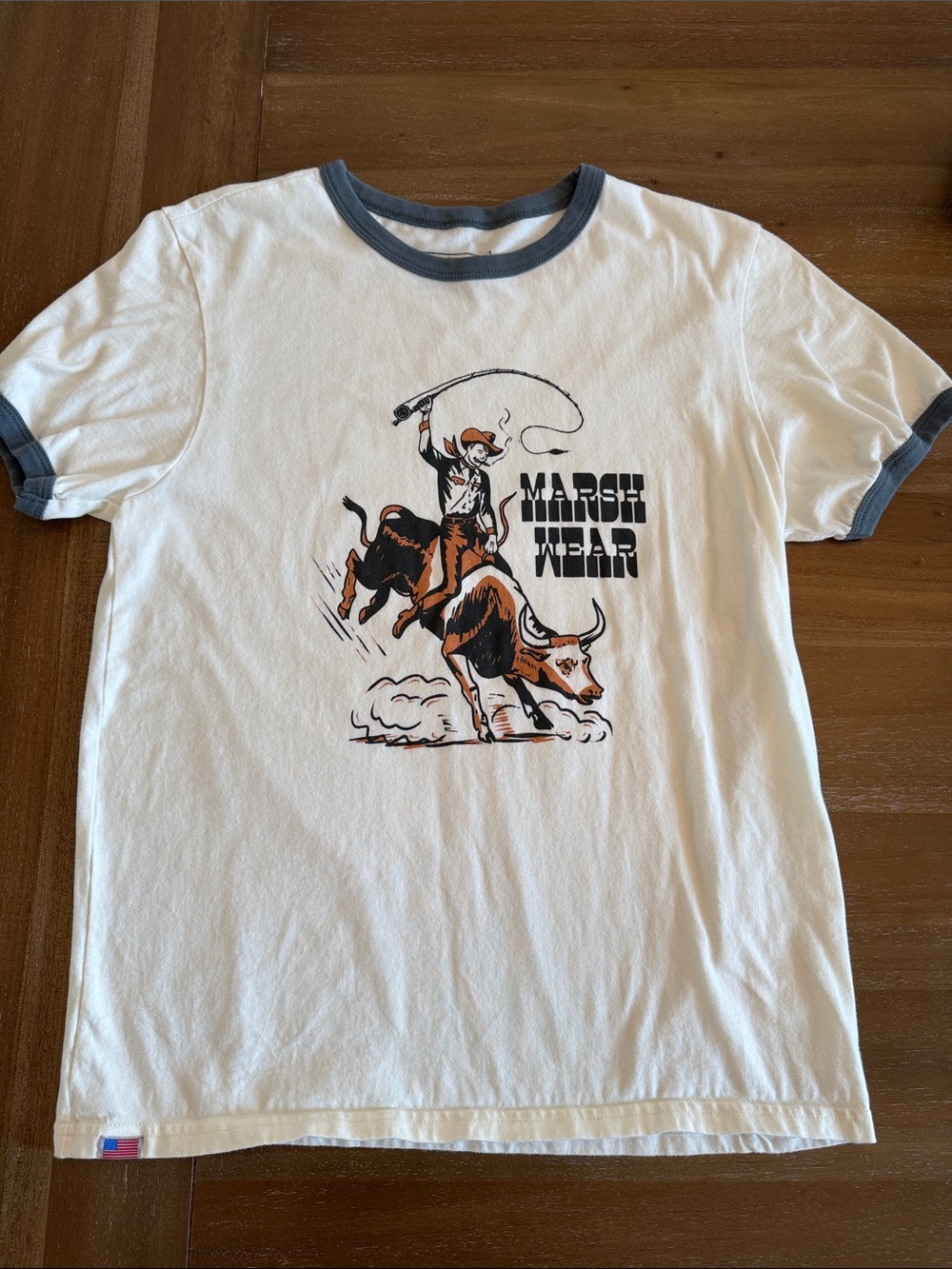 Marsh Wear Women's White Ringer Tee Size Small
